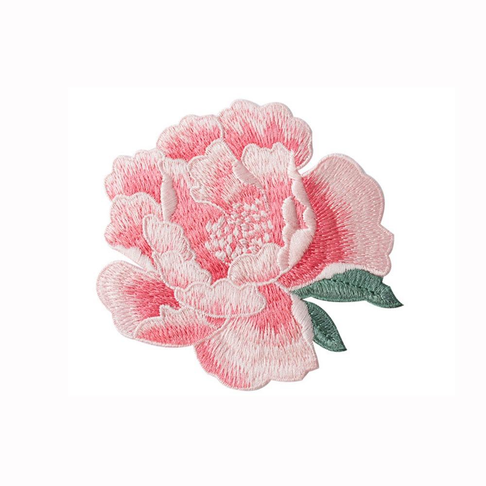 Chinese Style Peony Flower Embroidered Patches Sew on Clothes Patches Clothing Applique  Sewing