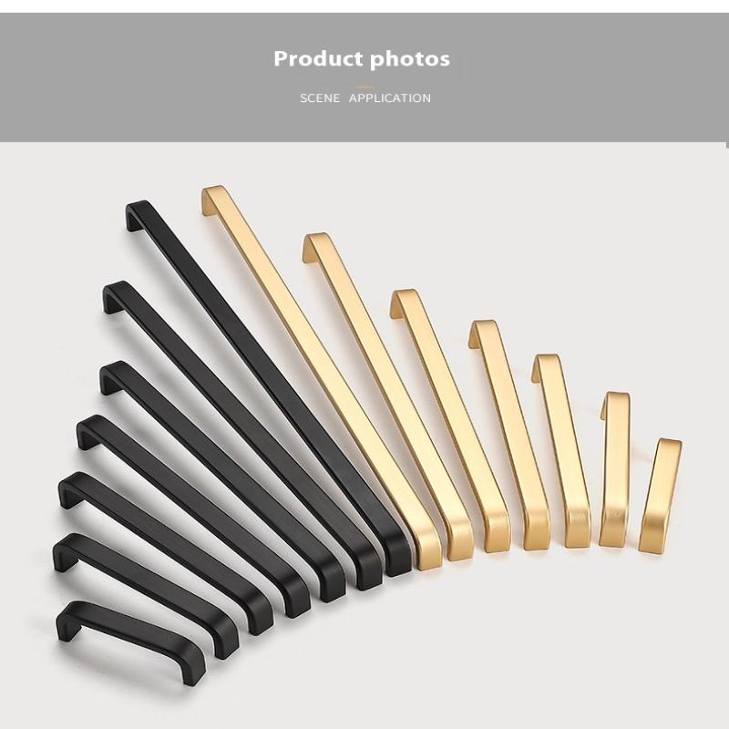 Modern Minimalist Pulls Cupboard Dressers Black Gold Silver Cabinet Door Handles Closet Drawer Knobs Kitchen Furniture Hardw