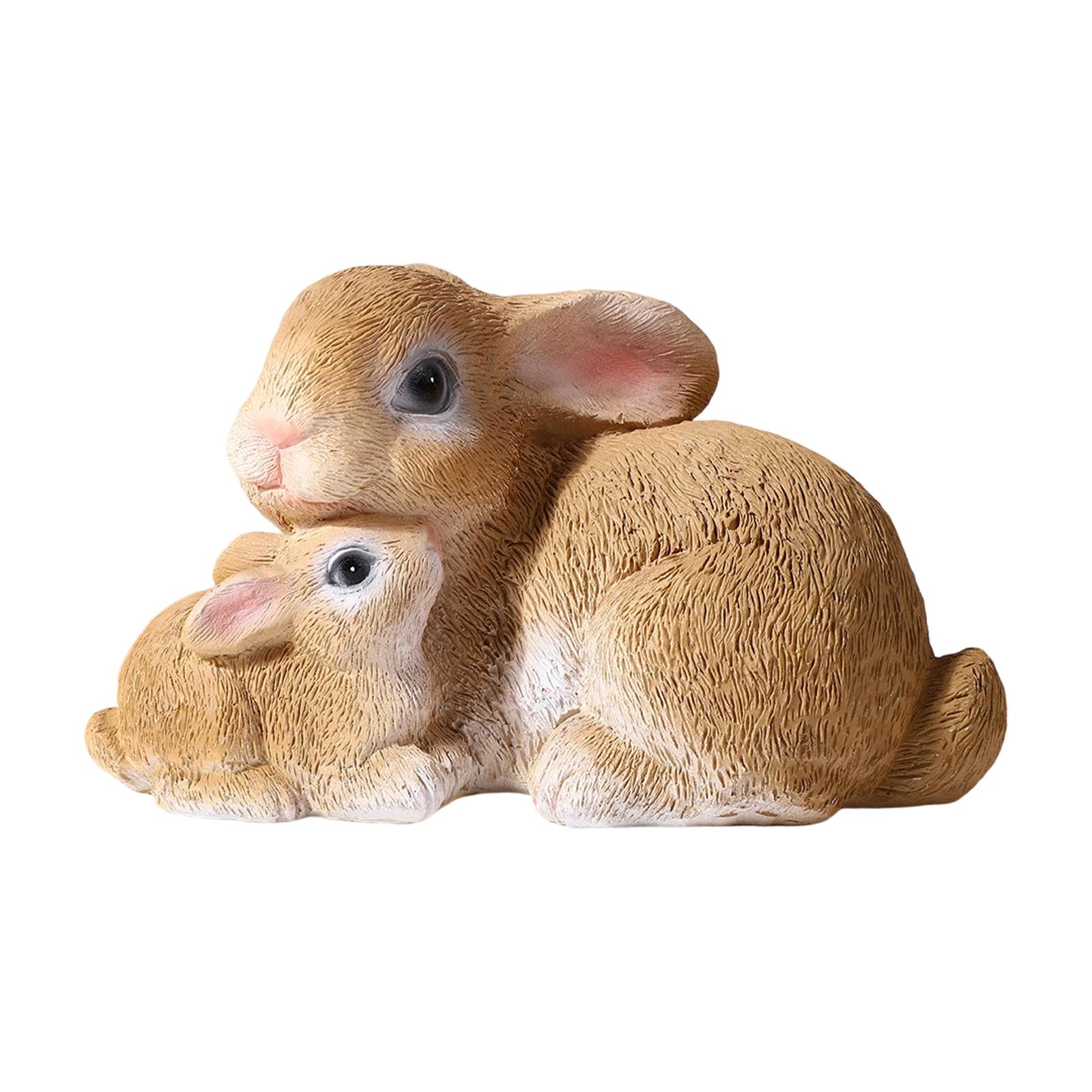 Decorative Rabbit Figure Resin Sculpture Desktop Statue for Farmhouse Landscape Easter Centerpiece коричневый