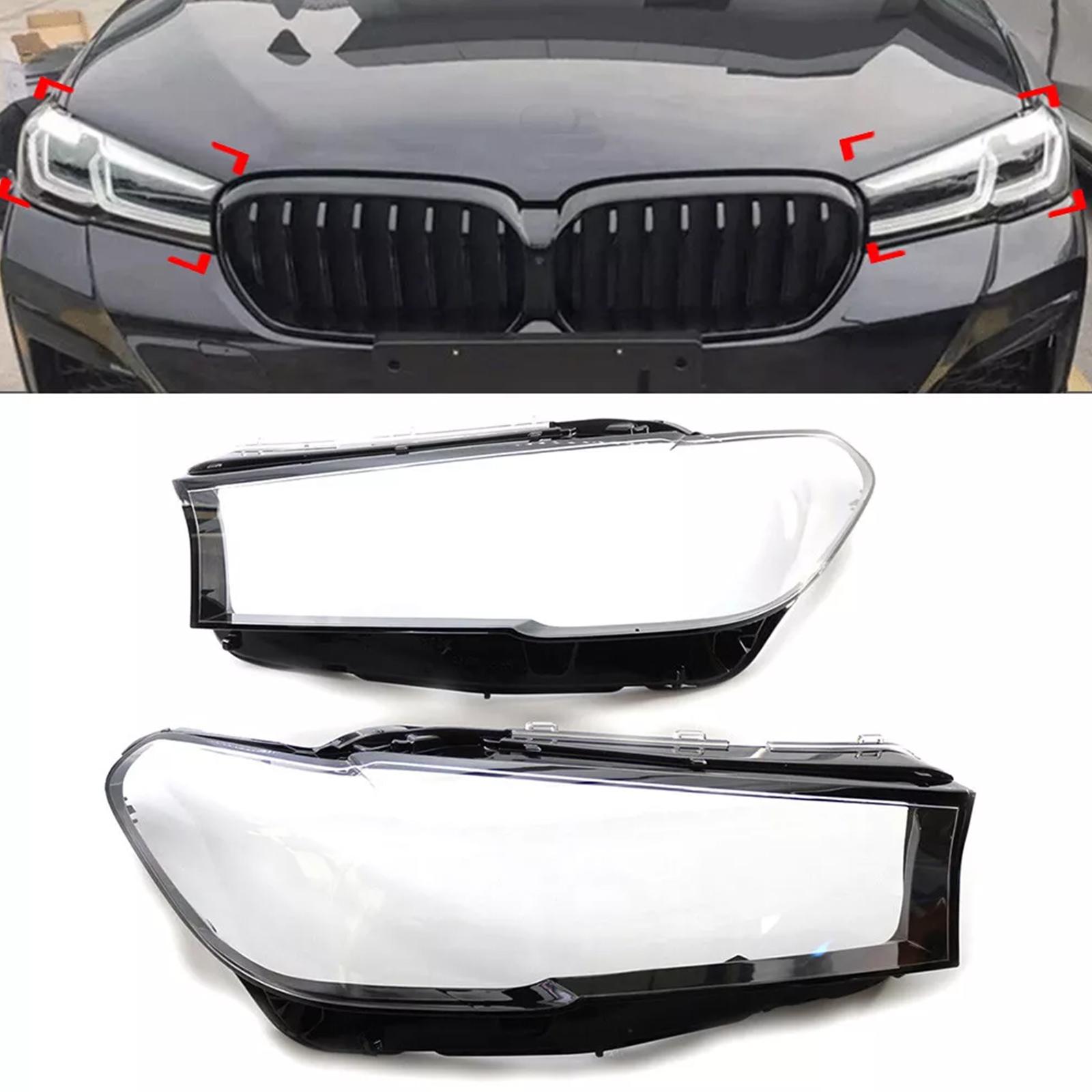 

2PCS Headlight Headlamp Lens Cover Shell For BMW 5 SERIES G30 G38 2020-2022