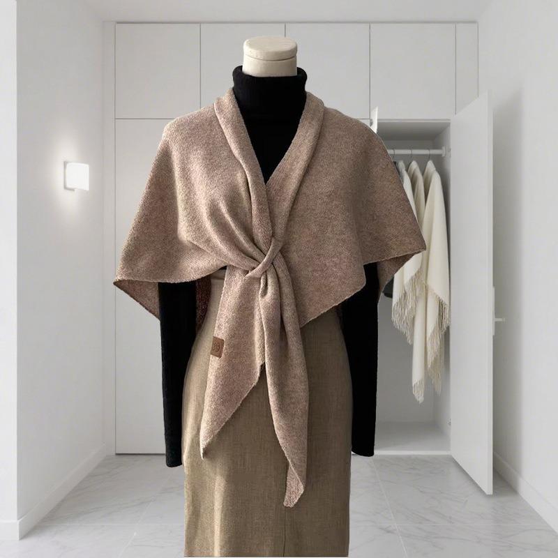 Version New Women's Neck Wrap Autumn and Winter Wool Blended Triangular Shawl Female Thickened with Knitted Warm Shoulder XWJ116