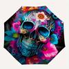 1pc Skull Flowers Automatic Open/Close Umbrella, Portable Folding Umbrella for Travel, Themed Events, It is suitable as a gift for various festivals,
