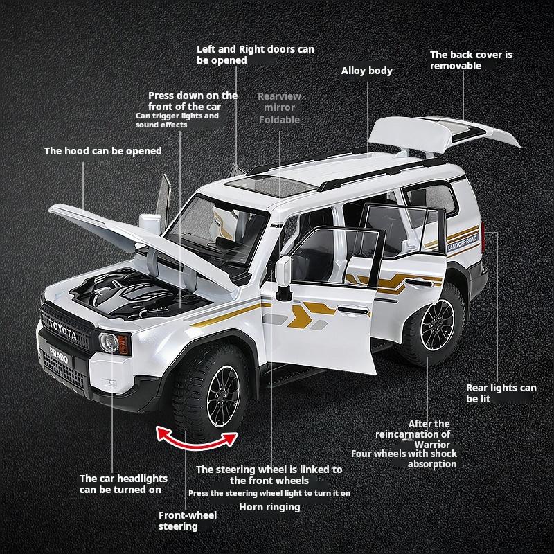 ksgzm1 1:24 Large Toyota Prado Off-Road Vehicle Simulation Alloy Car Model Children's Toy Car Boys SUV Collection Decoration Gifts