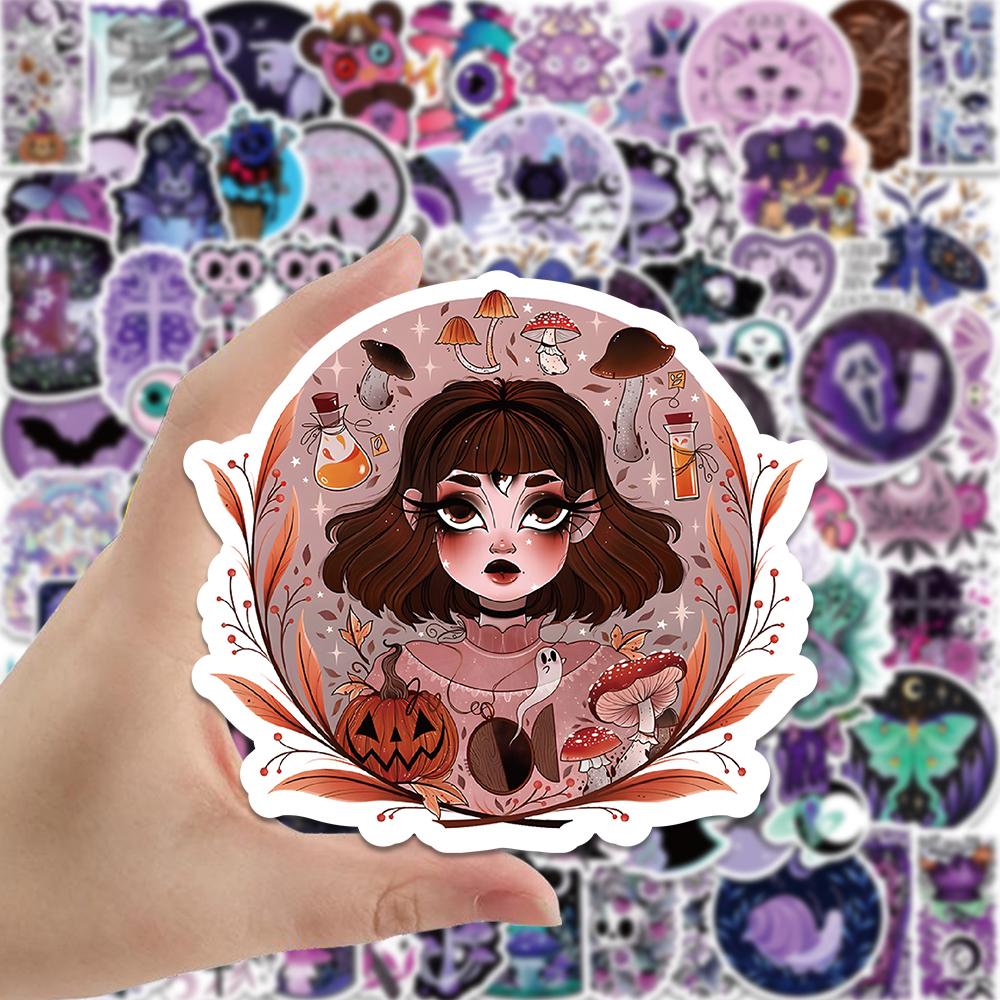 50 100Pcs Cute Cartoon Gothic Evil Witch Ghost Stickers Luggage Guitar Fridge Car Scooter Halloween Sticker Vinyl Decals