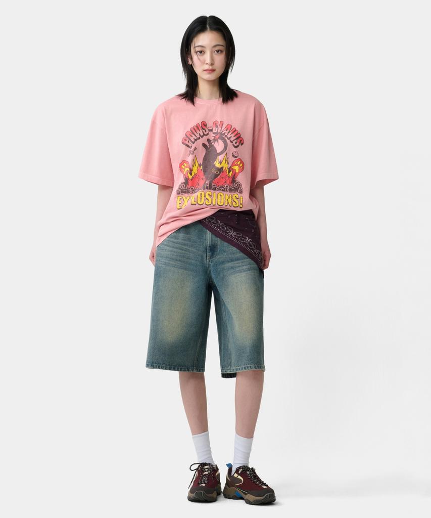 GROOVE RHYME Washed Denim 3/4 Length Bermuda Shorts (Lrbmcdh760M)