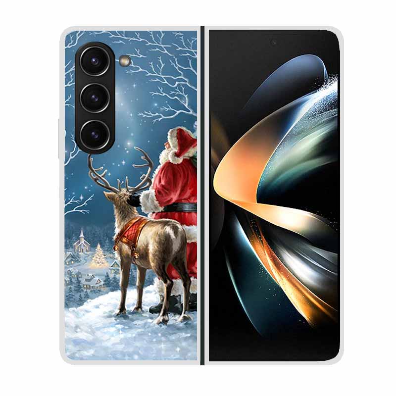 Christmas Cover For Samsung Galaxy Z Fold 5 5G Cases ZFold3 4 2 Clear Plastic Hard Back Cases For Samsung Z Fold 3 Phone Covers