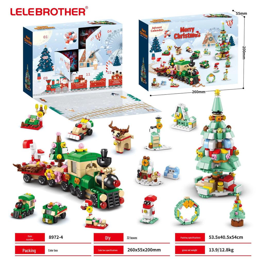 Christmas-Themed Lego-Compatible Building Blocks: Tree, Reindeer & Santa Set