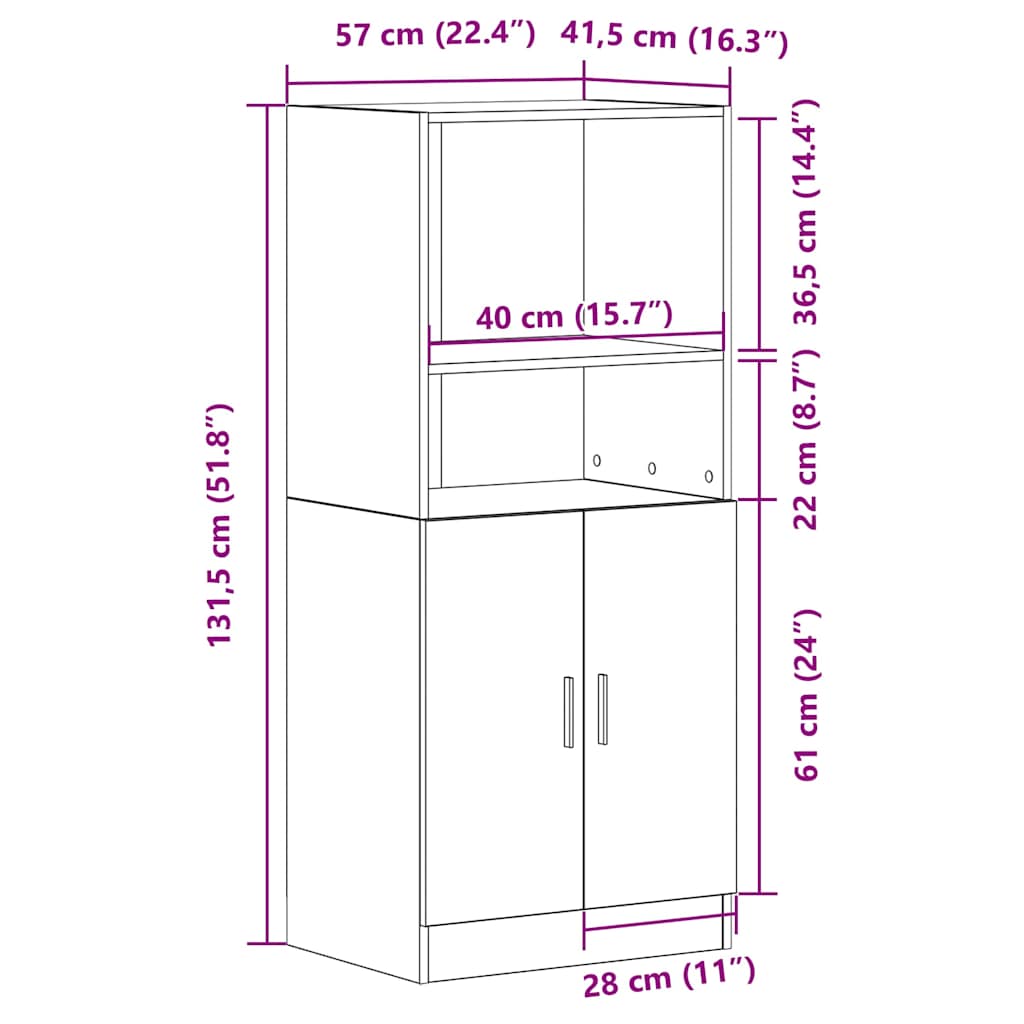 Kitchen Cabinet with Rustic Wood Look 57 x 41.5 x 131.5 cm Engineered Wood