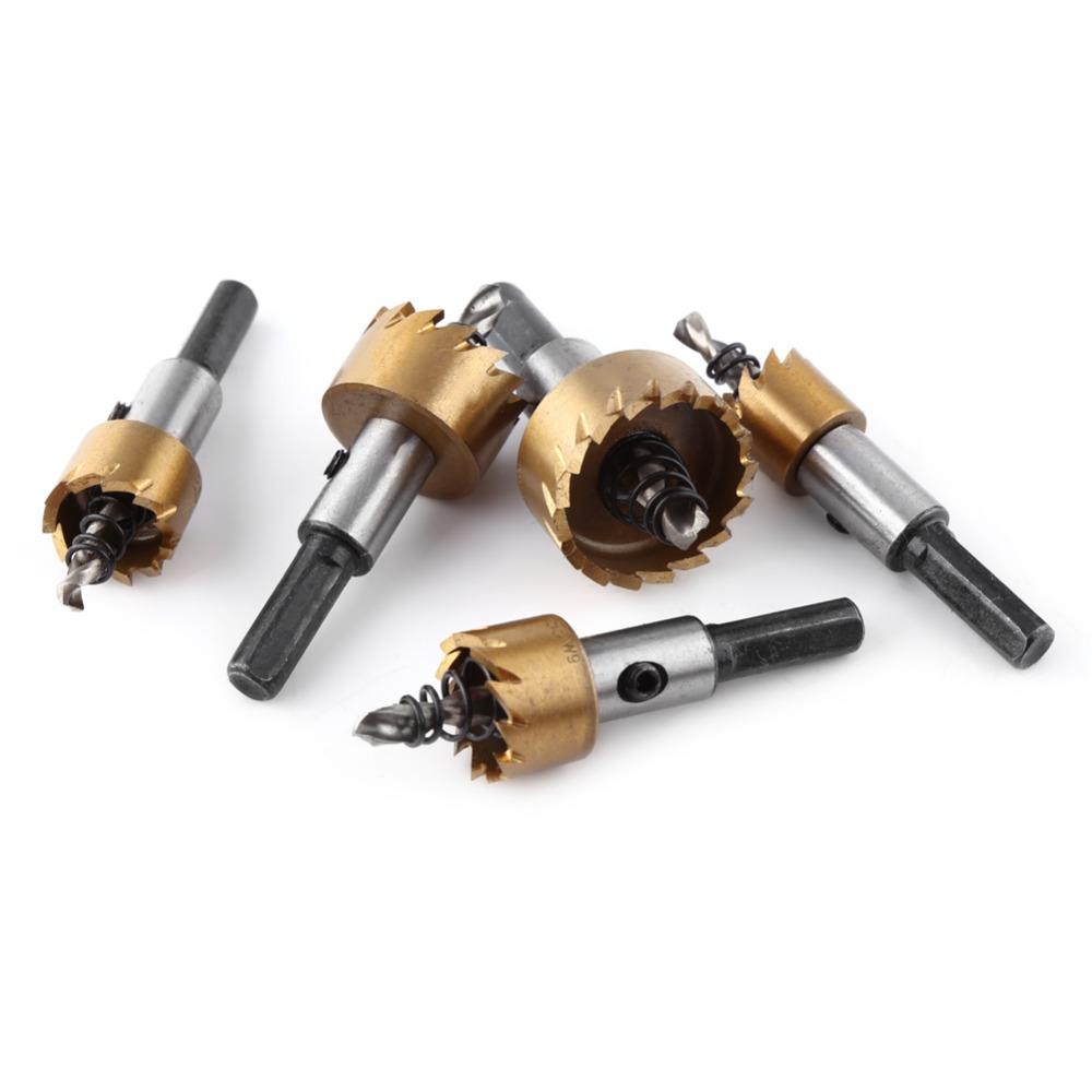5PCS 16-30mm Diameter Hole Saw Kit Titanium Coated Metal Hole Cutter HSS Hole Saw For Aluminum