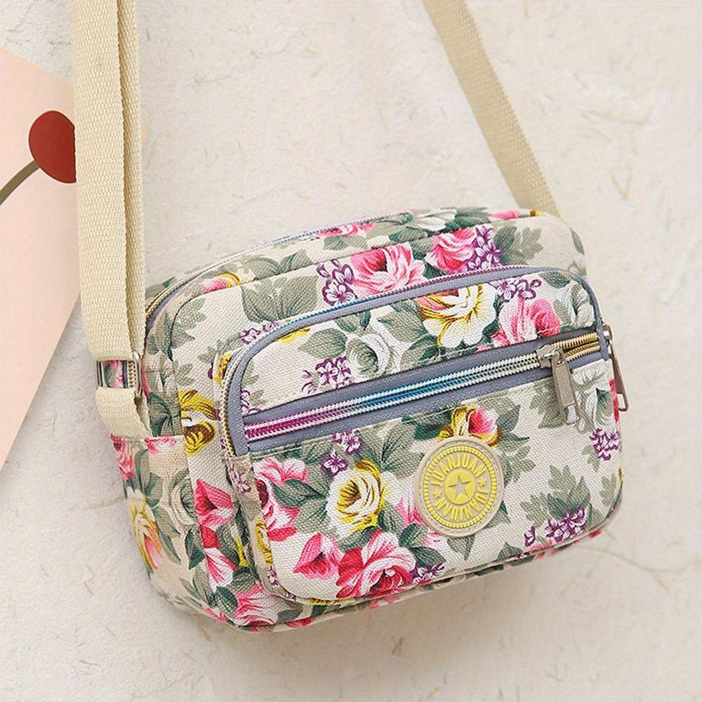 

Повседневная нейлоновая сумка через плечо с многослойным цветочным принтом, классическая сумка-тоут, винтажная сумка для женщин и девочек