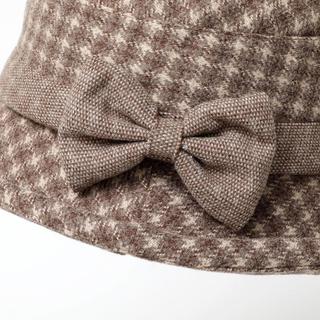 Middle aged and Elderly Women's Autumn and Winter Fashion Plaid Retro Woolen Fisherman Hat Mother's Knitted Warm Cotton Hat