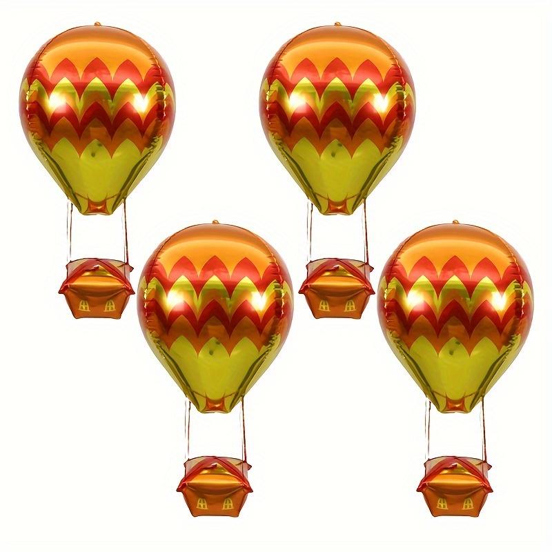 4-Pack of Orange Gold Wavy Hot Air Balloons, Hot Air Balloon Aluminum Foil Balloons, Filled with Helium and Floating in the Air, Other
