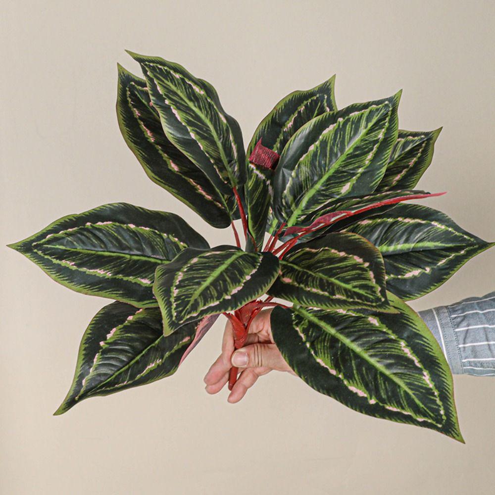 13 Leaf Fake Green Plant Leaves Elegant Simulated Plants  Outdoor Garden Decor