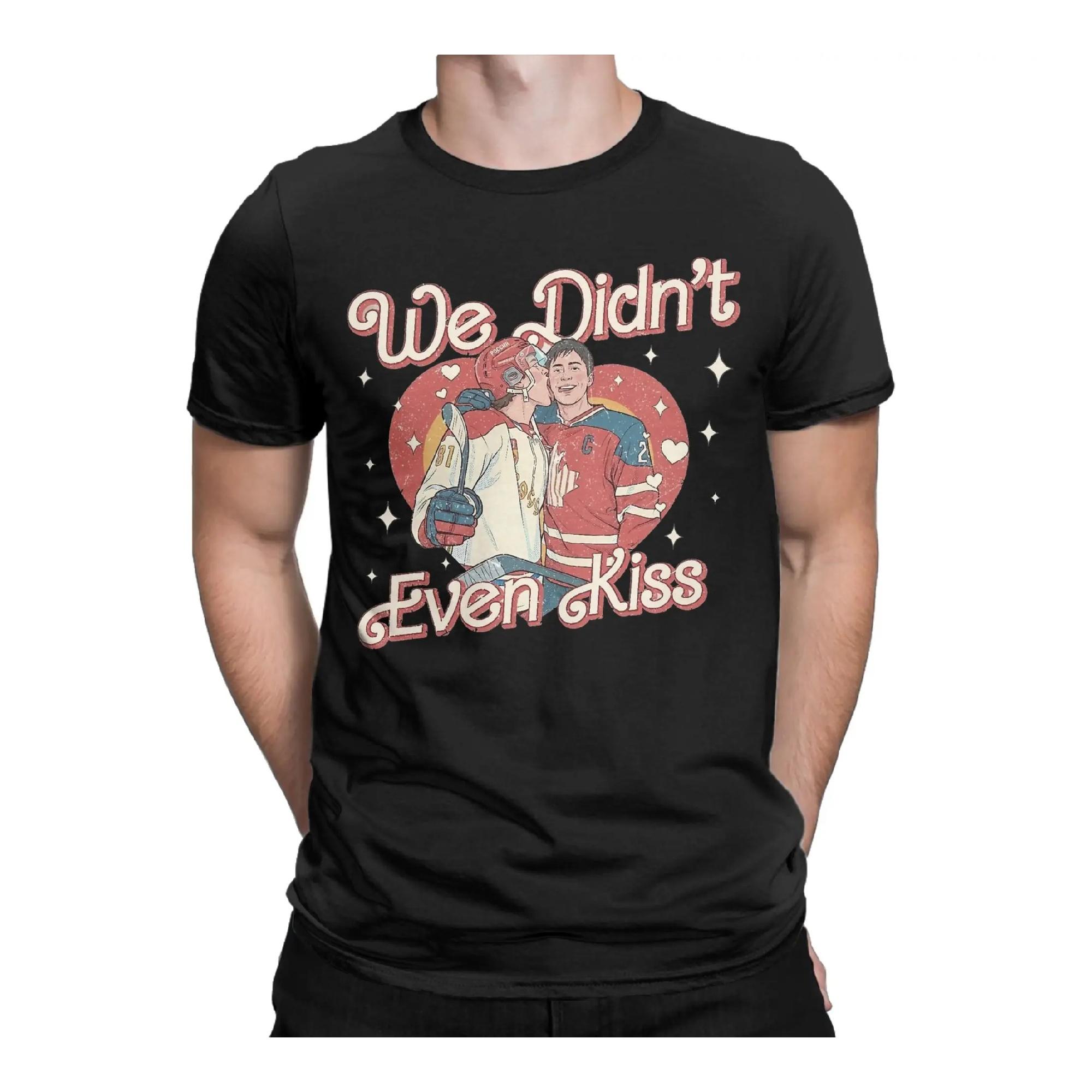 

Men s We Didn t Even Kiss Couple Heated Rivalry Hollanov T Shirts Cotton Clothes Funny Short Sleeve Round Neck Tees T-Shirts S чёрный