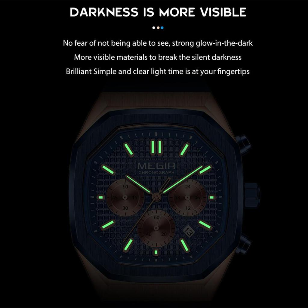 MEGIR Chronograph Fashion Sport Casual Watches for Men Silicone Waterproof Quartz Wristwatch Date Clock Reloj Hombre 2215