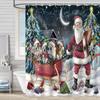 Merry Christmas /Santa Claus/Shower Curtains Holiday Farmhouse Home Fabric Bath Curtain Bathroom Decor/cow Print Blanket