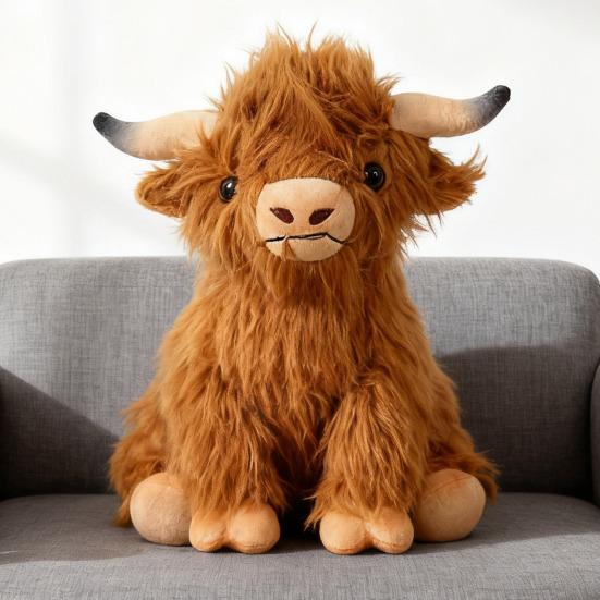 Highland Cow Plush Doll Soft Stuffed Animal Adorable Cattle Plush Toy for Kids Adults