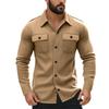 Mens Fleece Jacket Casual Solid Color Collared Single-Breasted Windproof Workwear Young Adults