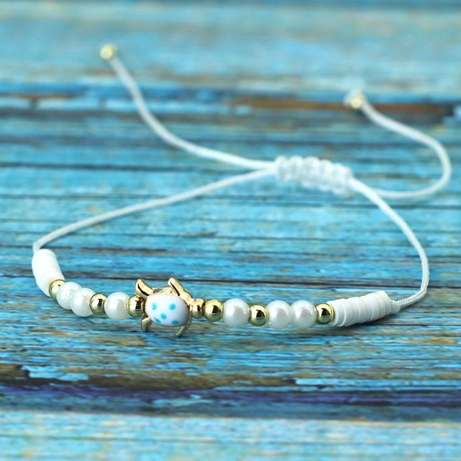 Bohemian Marine Animals Turtle Bracelet For Women Handmade Braided Poly Clay Braslet Beach Leisure Pulseira Accessories Joias