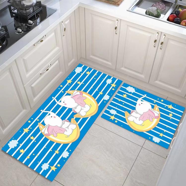 Cartoon Kitchen Floor Mat, Water-Absorbing And Oil-Absorbing Diatom Mud Floor Mat, Wear-Resistant And Dirt-Resistant L-Shaped Floor Mat, Anti-Skid Ma