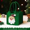 Christmas Gift Bag Santa Reindeer Design Durable Handbag Green Red Felt Texture Top Opening Ring for Kids Candy Gifts