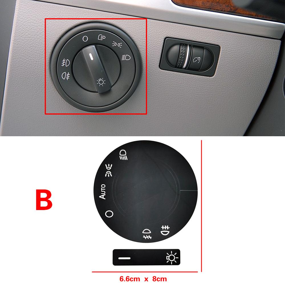 Autocollants Boutons Touareg 2004-2009 - Kit Complet A/C, Phares, Vitres - Noir Lettrage Blanc - Vinyle Haute Qualité