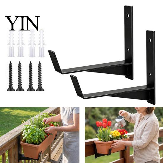 Heavy Load Plant Container Hangers 2PCS Flower Box Brackets, Wall Mounting Planter Reinforced Versatile Storage Hooks for Home Thick Iron Structure