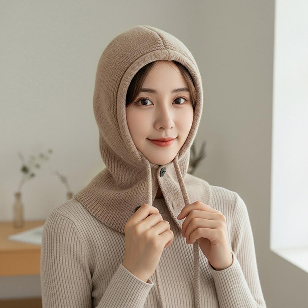 New Windproof Knitted Hat Thermal Insulation Neck Protection Knitted Balaclava Hat Beanie Cap Winter