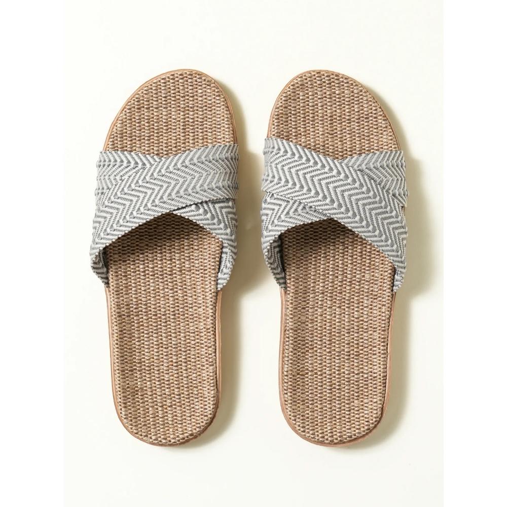 Daiso Herringbone Linen Slippers 250 Mm