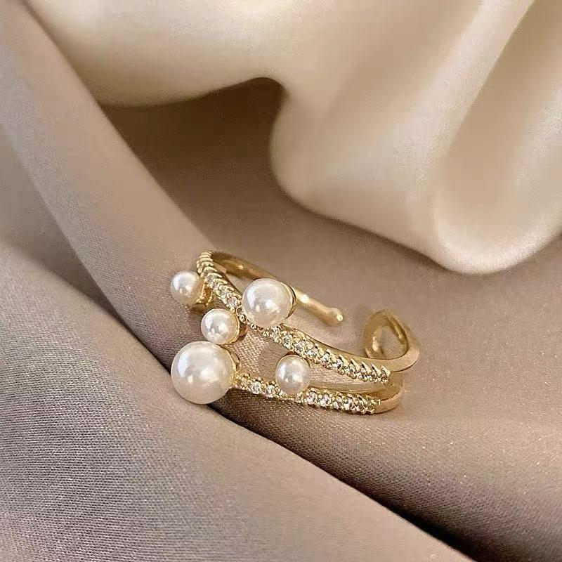Korean-Inspired Pearl Index Finger Ring - Adjustable, Stylish  Trendy for Women Open Adjustable