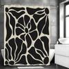 Black Floral Abstract Art Modern Shower Curtain, Bathroom Decorative Shower Curtain, Waterproof Shower Curtain with Hooks
