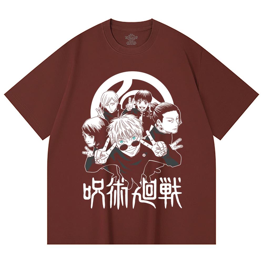 230 g/m² 100% bavlna Jujutsu Kaisen V30 Tým Gojo Potisk Unisex Těžké Bavlněné Tričko