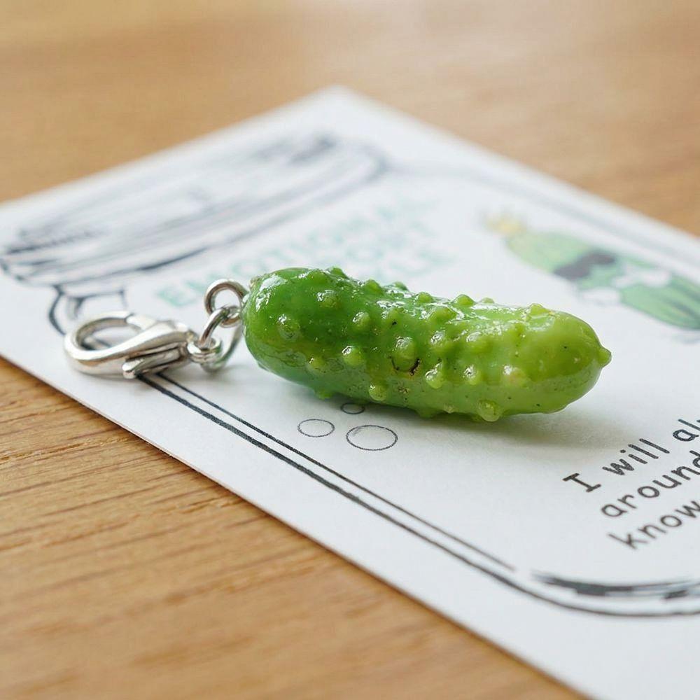 Ciondolo Mini Cetriolo Verde Resina Frutta Simulato Portachiavi Pickle Emotivo Portachiavi Compleanno