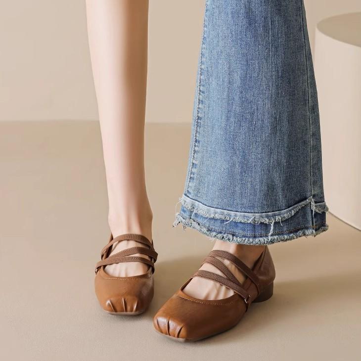 Sheepskin~ Ballet women's shoes Mary Jane shoes new evening shoes thick heel light mouth low heel French single shoes