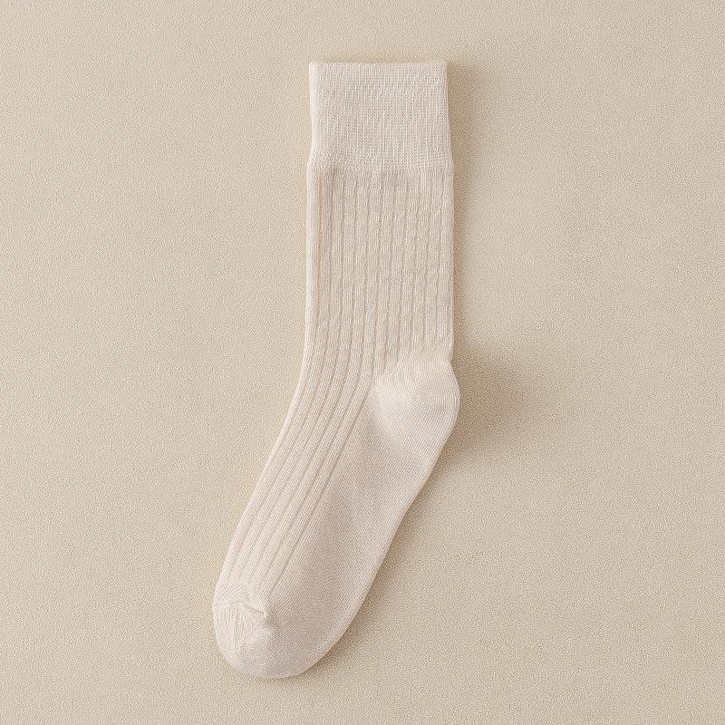 Female Spring and Autumn Tide Retro Pure Color All Go Together To Smoke In The Tube Cotton Socks