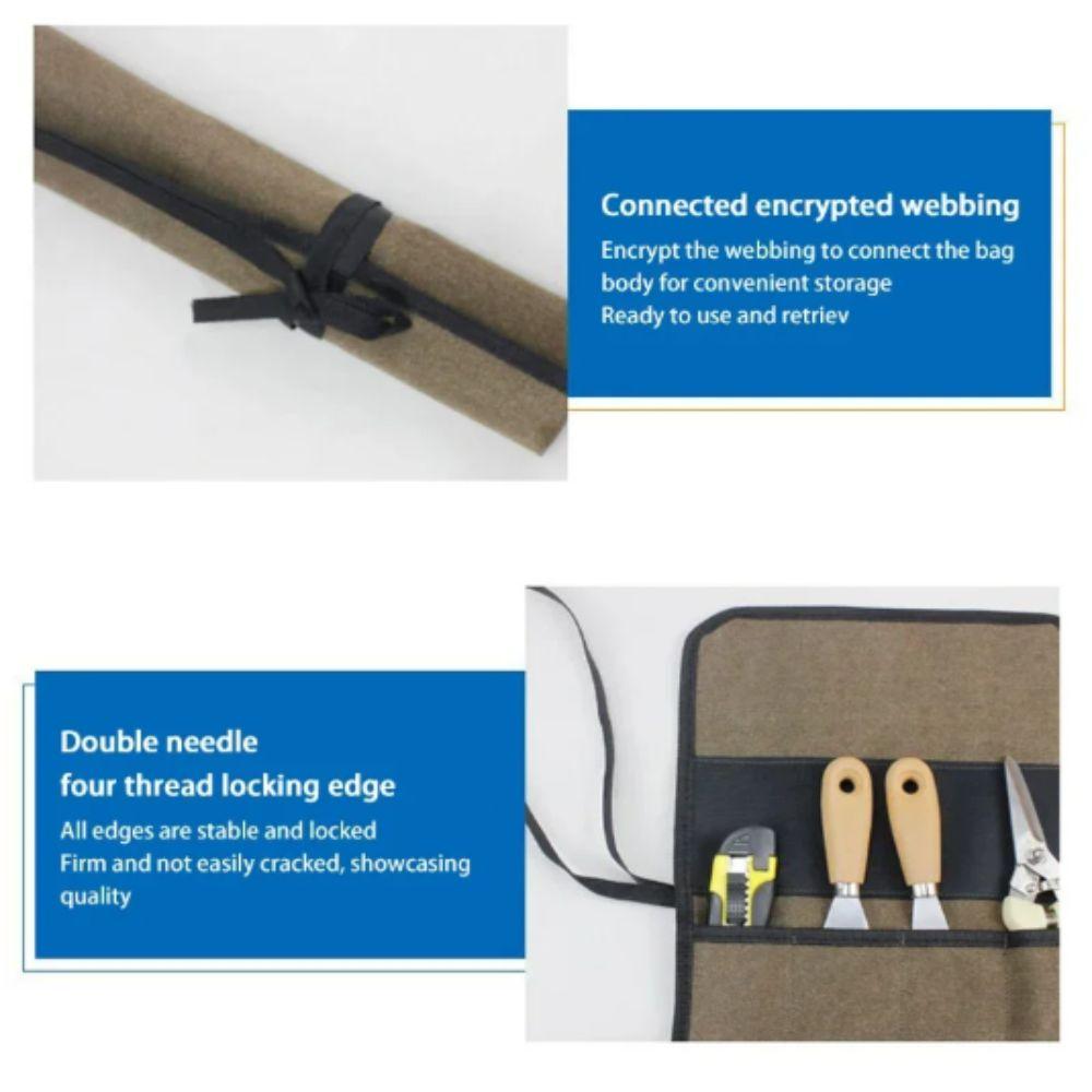 Oxford Cloth Multi Purpose Tool Bag Roll Up Design Heavy Duty Tool Storage Case Multiple Pockets Hanging Design Roll Up Tool Bag