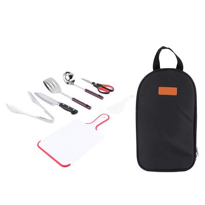 Tragbares Outdoor Edelstahl Camping Picknick Kochgeschirr Kochutensilien Set BBQ Grill Werkzeugset