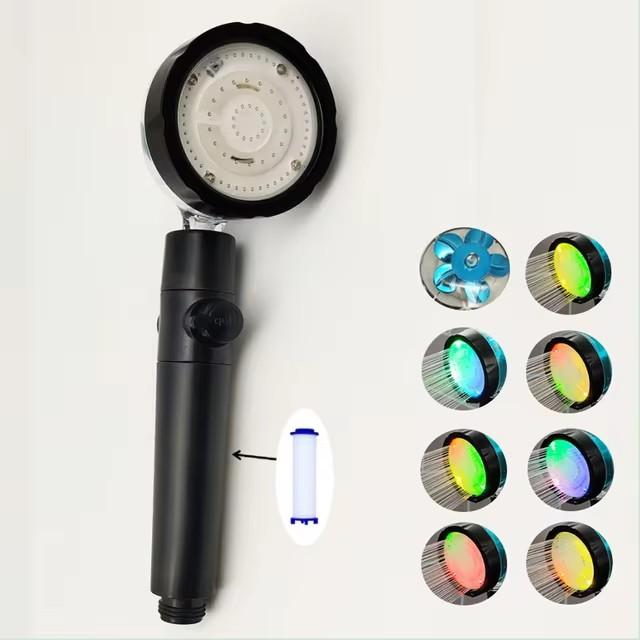 Soffione Doccia LED Anionico Pioggia SPA Controllo Temperatura Soffione Doccia Pressurizzato Risparmio Idrico 3/7 Colori Portatile Bagno Doccia