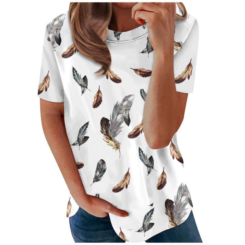 Blumenmuster 3D-Druck T-Shirts Damen Sommer Rundhals Kurzarm T-Shirt Y2k Harajuku Tees Streetwear Oberteil Damenbekleidung