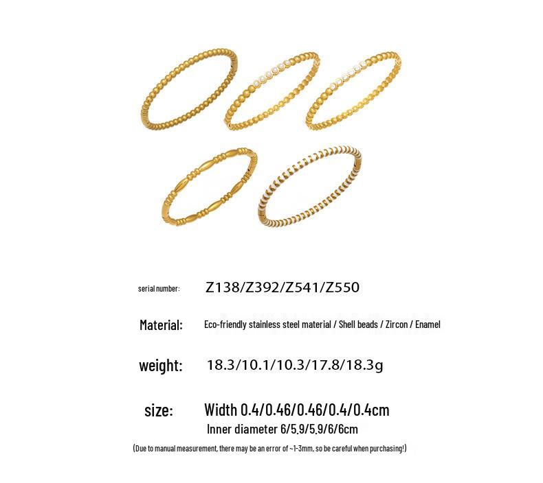 European & American Fashion Seashell Pearl Zircon Gold Bead Bracelet - Stainless Steel Light Luxury Women's Hand Jewelry