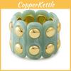 Resin Cuff Bracelets With Elastic Design Handcrafted Retro Style For Daily Wear
