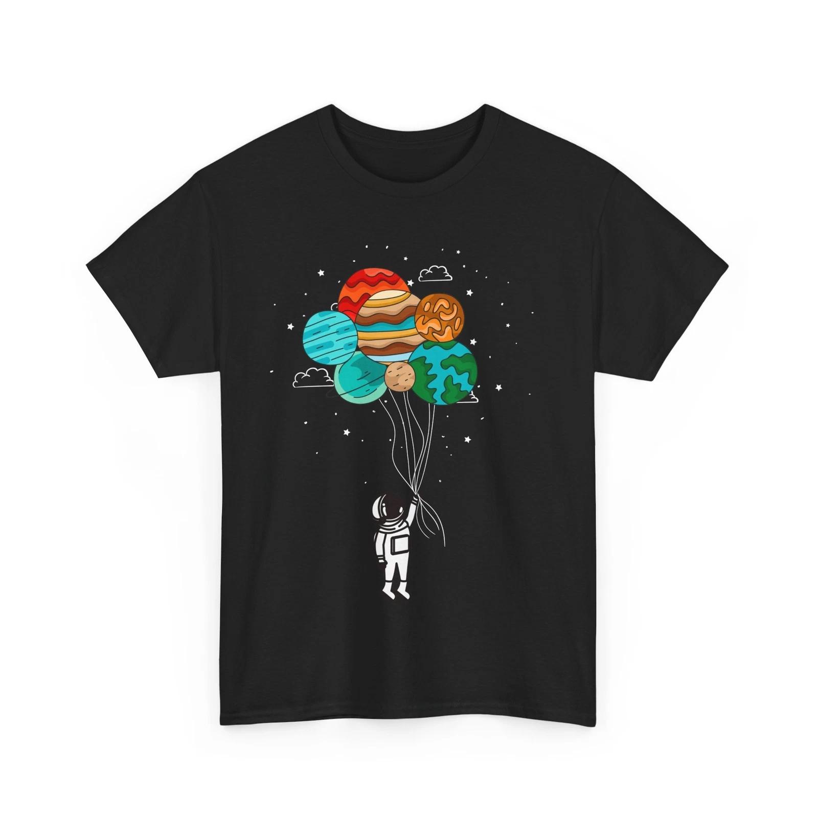 Spaceman Shirt, Astronaut with Planets Astronomy Space Lovers Women Men Shirt 4XL