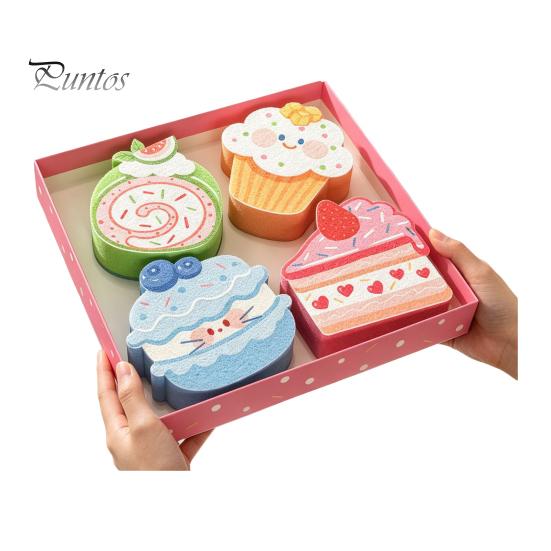 Soft Compressed Cleaning Sponge Double-Sided Cellulose Scrub Sponges, Cute Dessert Patterns Non-Scratch Wood Pulp Kitchen Utility Sponges Sponge,
