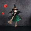 Halloween Witch Decoration Soft Cloth Gauze Skirt Mini Broom Witch Stuffed Doll Hanging Ornament Festival Witch Figurine Pendant Halloween Decoration