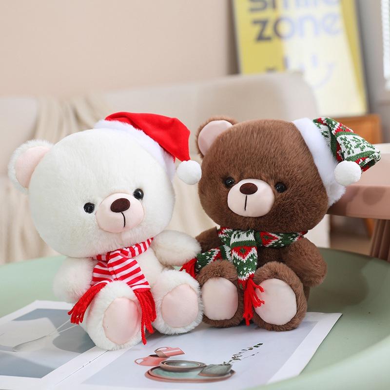 Cute Christmas Hat Bear Doll Plush Toy Teddy Bear Hug Bear Doll Children's Rag Doll Christmas Gift