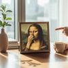 Mona Lisa Bathroom Wall Art Poster Decoration Humor Funny Toilet Poster Bathroom Wall Art Vintage Decorative Wood Framed Poster