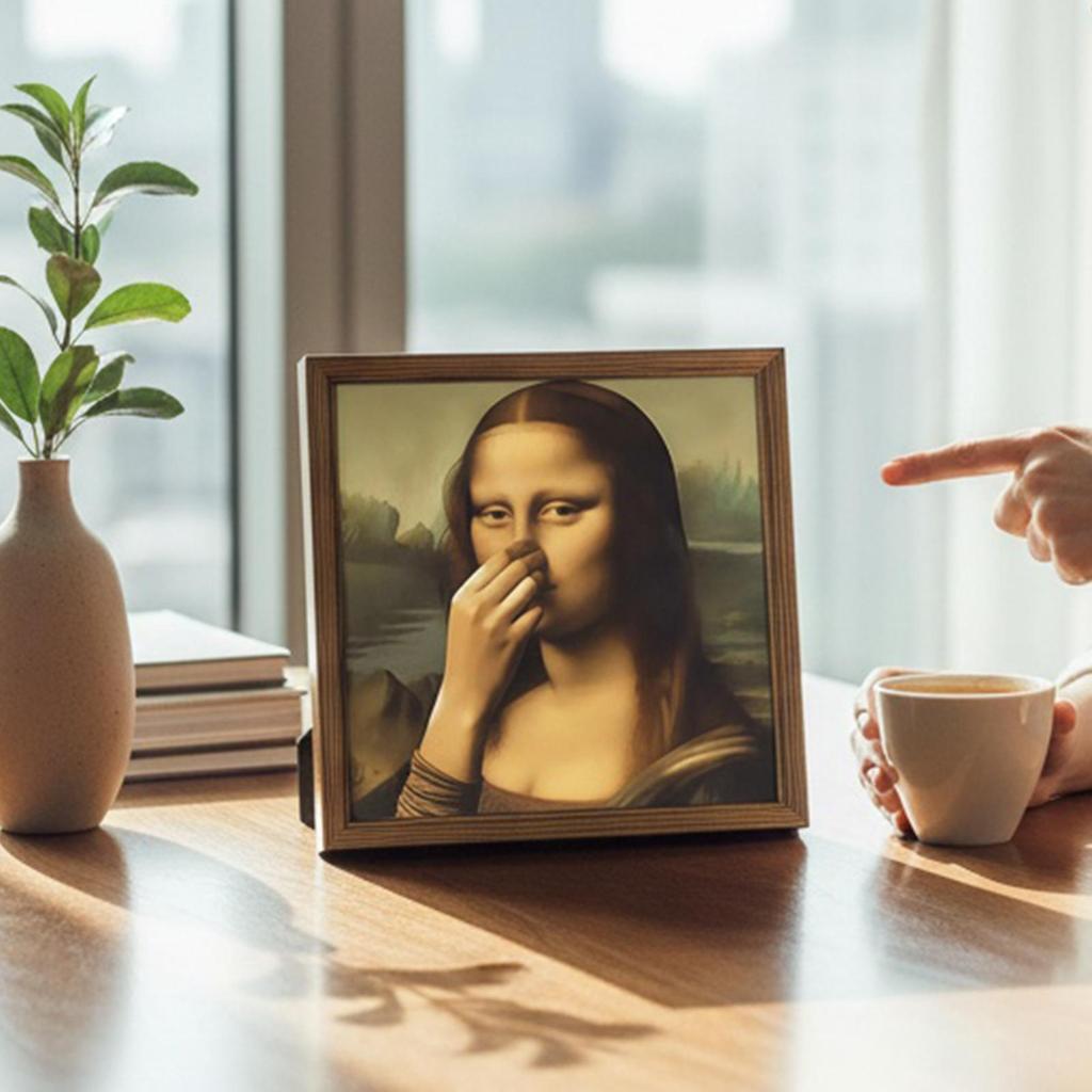 Mona Lisa Bathroom Wall Art Poster Decoration Humor Funny Toilet Poster Bathroom Wall Art Vintage Decorative Wood Framed Poster