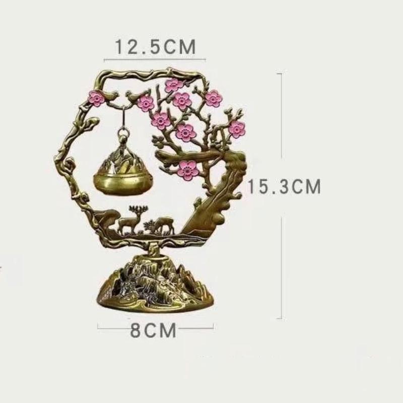 

Retro Alloy Coil Incense Burner, Antique Cloud & Deer Censer, Aromatherapy Fragrance Holder Home Teahouse Decor C