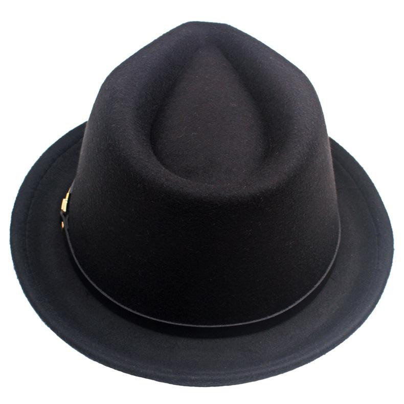Winter Jazz Hat Women's Wool Roll-Up Small Hat Gentleman Hat Stage Performance Hat Fedoras Hat