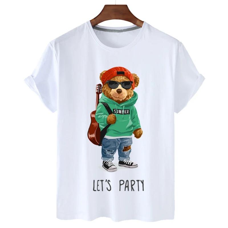 Funny Bear Print Tshirt Women Fashion Cartoon Harajuku Casual T-shirt Female Summer Short Sleeved Top Tees Unisex T Shirt